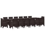 vidaXL Ensemble de salle à manger pour jardin 15 Pièces Marron