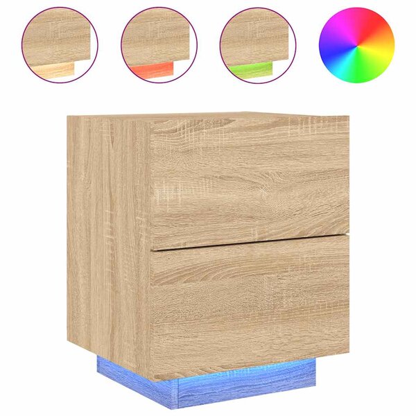 vidaXL Armoire de chevet avec lumières LED chêne sonoma