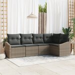 vidaXL Ensemble de canapé de jardin 5 pièces avec coussins gris en polyrotin