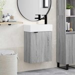 vidaXL Meuble de salle de bain avec robinet Sonoma gris