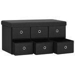 vidaXL Banc de rangement pliable Noir 76x38x38 cm Faux lin