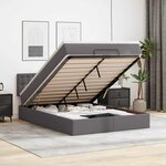 vidaXL Lit ottoman avec matelas & LED Gris 140x200cm similicuir