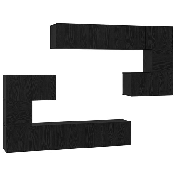 vidaXL Ensemble meuble TV 8 Pièces Chêne noir Bois d'ingénierie