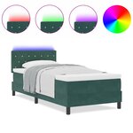 lit box spring vidaXL avec matelas et LED vert foncé 90x190 cm velours