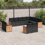 vidaXL Salon de jardin 12 Pièces avec coussins noir résine tressée