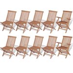 vidaXL Ensemble à manger d'extérieur 11 Pièces et chaises pliables Teck