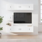 vidaXL Ensemble de meubles TV 7 Pièces Blanc Bois d'ingénierie