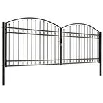 vidaXL Portillon double porte avec dessus arqué Acier 400x150 cm Noir