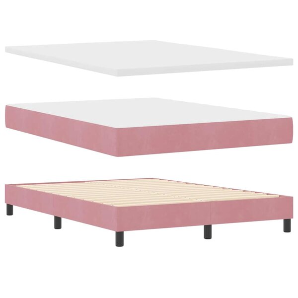 vidaXL Lit à ressorts ensachés rose avec matelas 160x200 cm en velours