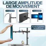 ACROPAQ Support écran PC 2 écrans 13 à 32 pouces Acier- Bras Moniteur Universel 2 PC- Pivotant- Hauteur réglable