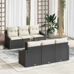 vidaXL Ensemble de canapé de jardin 7 Pièces Noir  blanc