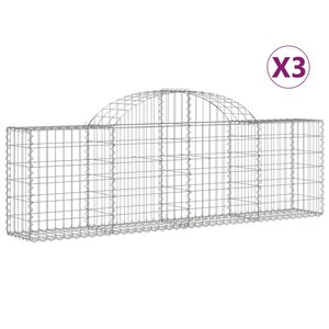 vidaXL Paniers à gabions arqués 3 Pièces 200x30x60/80 cm Fer galvanisé