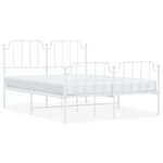 vidaXL Cadre de lit métal avec tête de lit/pied de lit blanc 135x190cm