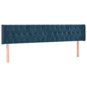 vidaXL Tête de lit avec oreilles Bleu foncé 183x16x78/88 cm Velours