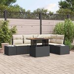 vidaXL Ensemble de canapé de jardin 6 Pièces Noir Poly rotin