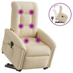 vidaXL Fauteuil inclinable de massage Crème Tissu
