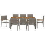Ensemble de Salle à Manger de Jardin vidaXL 9 Pièces Gris Rattan Poly