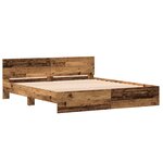 vidaXL Cadre de lit avec tête de lit - Bois ancien - 180 x 200 cm