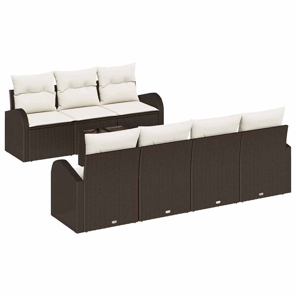 vidaXL Ensemble de canapé de jardin 8 Pièces Marron 55 x 55 x 37 cm