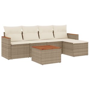 vidaXL Salon de jardin avec coussins 6 Pièces beige résine tressée