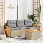 vidaXL Salon de jardin avec coussins 4 Pièces beige résine tressée