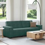 vidaXL Canapé à 3 places Vert foncé 180 cm Velours