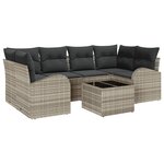 vidaXL Ensemble de canapé de jardin 7 pièces avec coussins gris clair en poly rattan