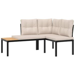 vidaXL Bancs de jardin avec coussins lot de 2 acier enduit de poudre