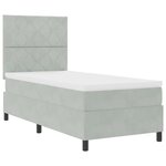Lit à ressorts vidaXL avec matelas et lumière LED gris clair 90x200 cm en velours