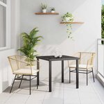 vidaXL Ensemble de salle à manger pour jardin 3 Pièces Marron polyrotin