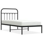 vidaXL Cadre de lit métal sans matelas avec tête de lit noir 90x200 cm