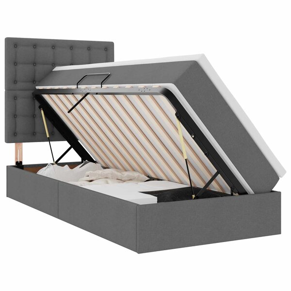 vidaXL Lit avec rangement et matelas Gris foncé 100 x 200 cm tissu