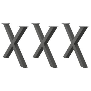 vidaXL Pieds de table à manger en forme de X 3 pièces Anthracite 90 x (72-73) cm Acier