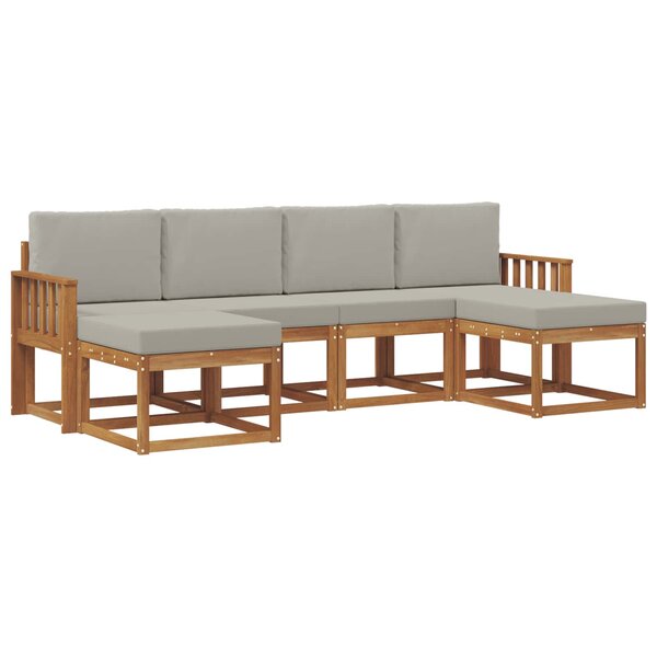 vidaXL Ensemble de canapés d'extérieur 6 pc Gris Naturel et Clair