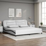 vidaXL Cadre de lit sans matelas blanc et noir 200x200 cm similicuir