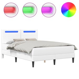 vidaXL Cadre de lit avec bandes LED Blanc 120 x 200 cm Simili cuir