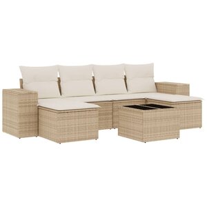 vidaXL Salon de jardin avec coussins 7 Pièces beige résine tressée
