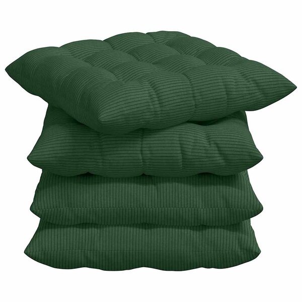 vidaXL Coussins de siège 4 Pièces Vert foncé 40 x 40 x 6 cm
