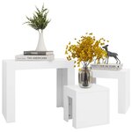 vidaXL Tables basses gigognes 3 Pièces Blanc Bois d’ingénierie