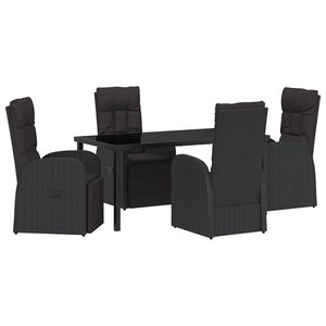 vidaXL Ensemble de salle à manger pour jardin 5 Pièces Noir polyrotin