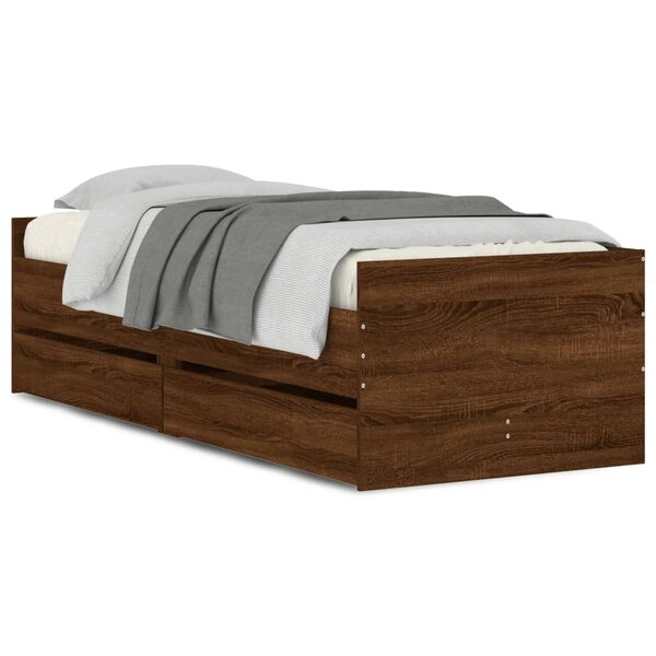 vidaXL Cadre de lit sans matelas chêne marron 75x190 cm