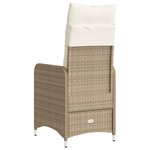 vidaXL Chaises inclinables de jardin lot de 2 et coussins beige rotin