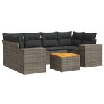 vidaXL Salon de jardin avec coussins 7 Pièces gris résine tressée