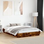 vidaXL Cadre de lit avec lumières LED chêne fumé 120x190 cm
