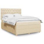 vidaXL Sommier à lattes de lit avec matelas Crème 140x190 cm Tissu