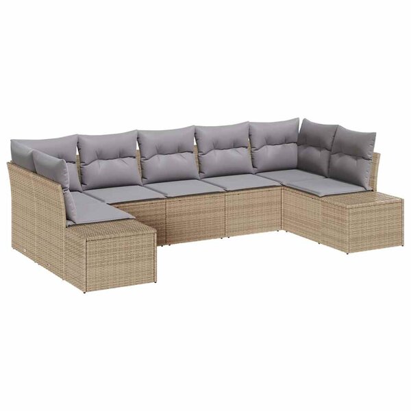 vidaXL Ensemble de canapé de jardin 7 Pièces beige et gris clair