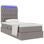 vidaXL Lit de rangement LED avec matelas Taupe 90 x 190 cm Tissu