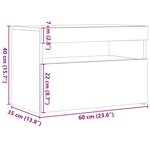 VidaXL Table de chevet avec lumières LED vieux bois bois d'ingénierie