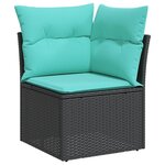 vidaXL Salon de jardin 8 Pièces avec coussins noir résine tressée