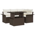 vidaXL Set de Canapé de Jardin 5 Pièces avec Coussins Marron Poly Rattan
